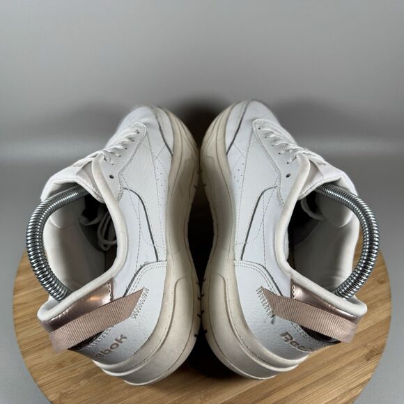 Reebok Women Tech G Geo Sneakers White Leather‎ Platform Sz 8.5 - Picture 5 of 8